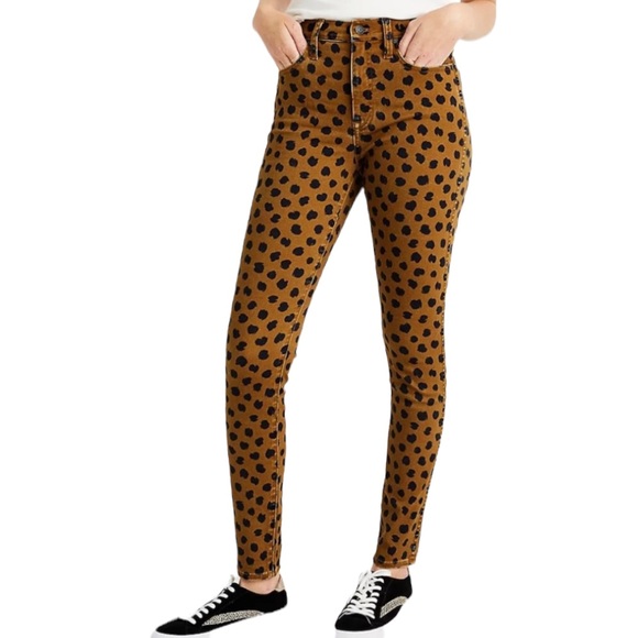 NWOT MADEWELL Leopard Dot 10" High-Rise Skinny Black and Brown Jeans Size 26 - Picture 9 of 10